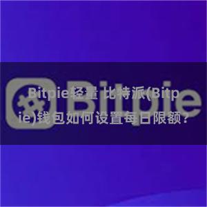 Bitpie轻量 比特派(Bitpie)钱包如何设置每日限额？