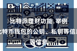比特派理财功能  举例比特币钱包的公钥、私钥等信息